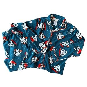 Komar Kids Yeti Snowboarding Fleece Pajama Set Boys XL (14/16) Blue